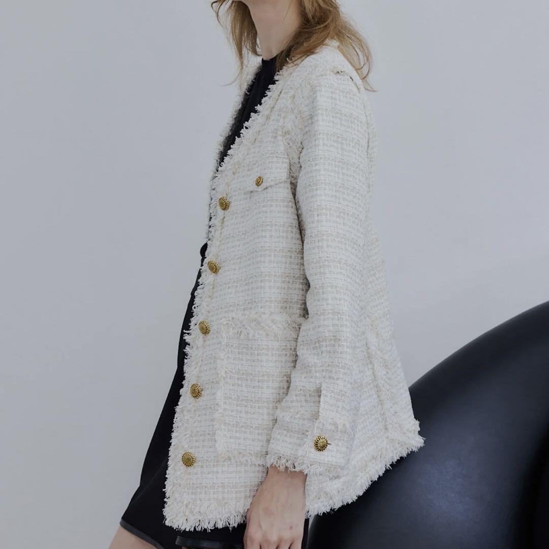 orgue Tweed fringe 2way jacket