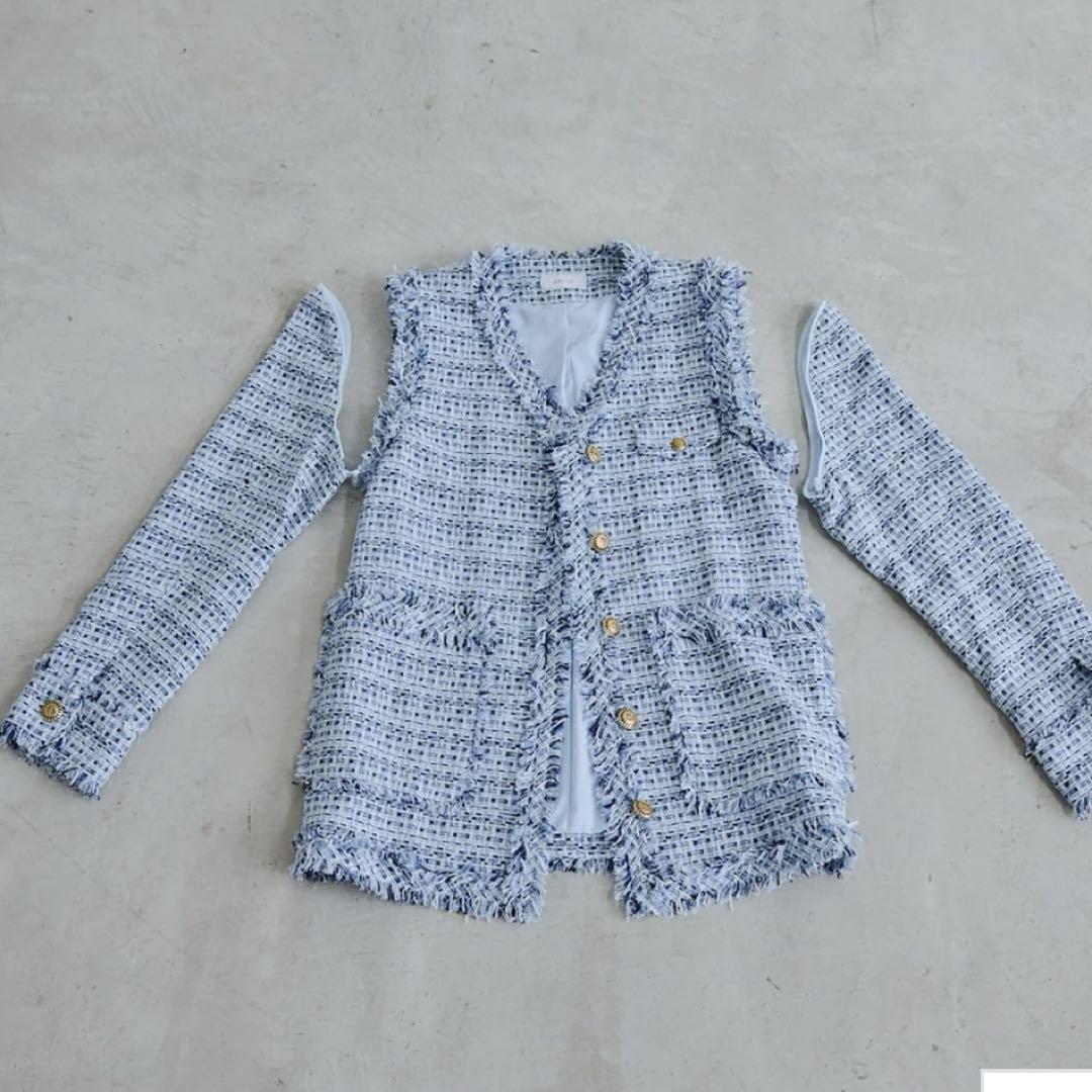 ORGUEオルグ　Tweed fringe 2way jacket♡新品未使用品 Tweed fringe 2way jacket【Ivory】