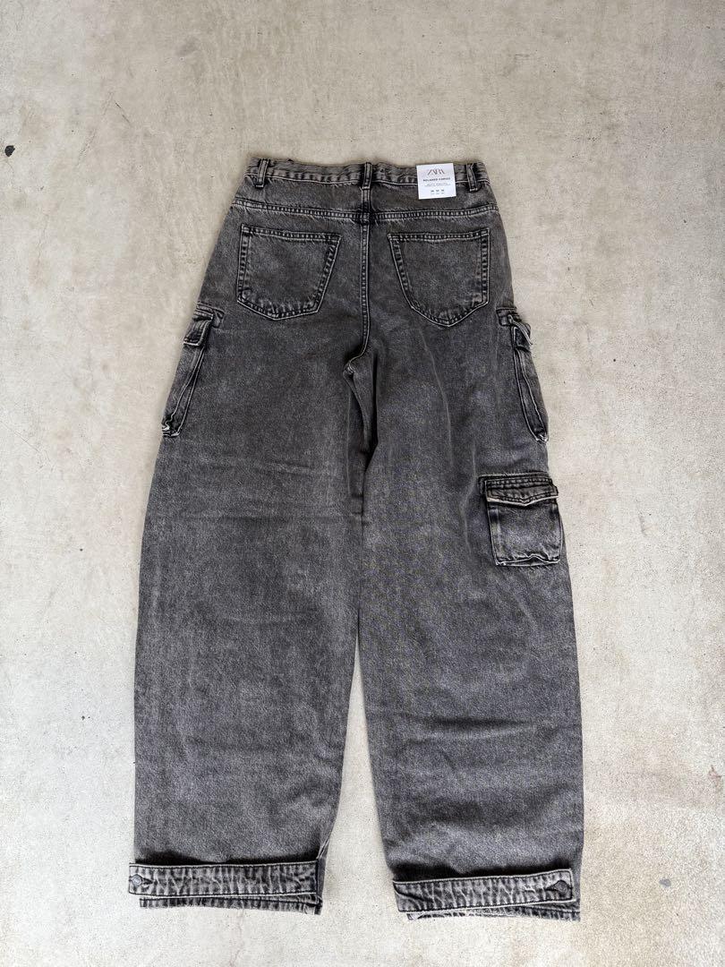 新品未使用 タグ付き ZARA カーゴデニム ダークグレー EU38 JP30