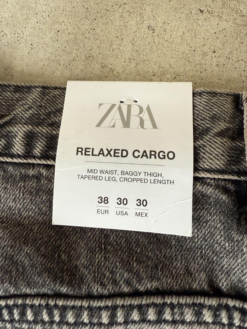 新品未使用 タグ付き ZARA カーゴデニム ダークグレー EU38 JP30