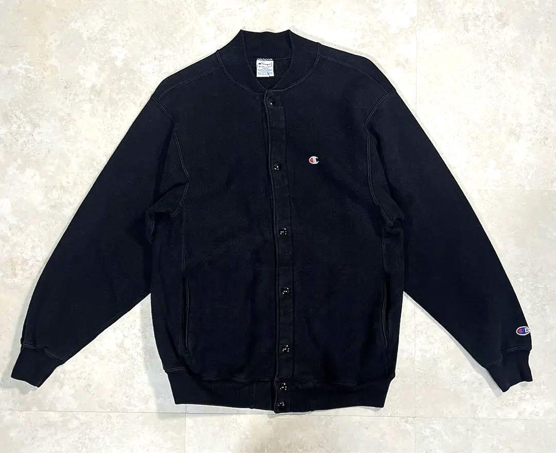 90s Champion リバースウィーブ スナップカーディガン 黒 L 90s Champion チャンピオン リバースウィーブ スナップ