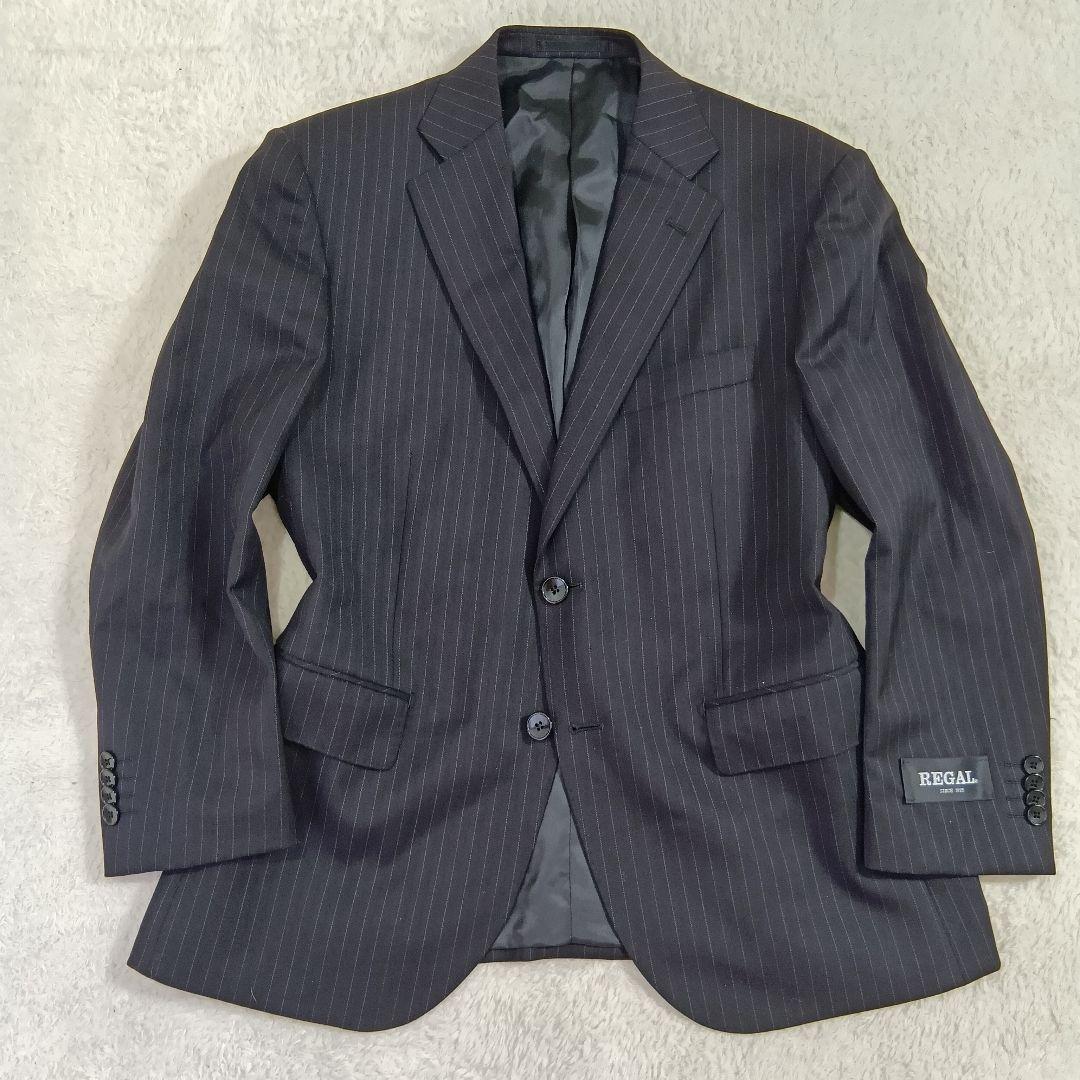 ★美品★ REGAL リーガル 上下セットアップ スーツ ストライプ ブラウン 美品☆リーガル/セットアップスーツ/ストライプ/形状記憶/A7