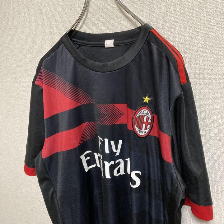 Acミラン ゲームシャツ ユニフォーム サッカー Serie A Xl 赤 黒 メルカリ