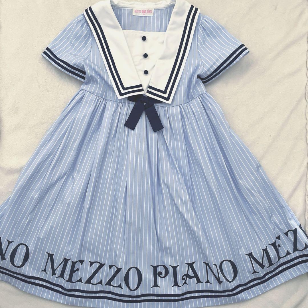 【130】メゾピアノ ドレス ワンピース 2024 MEZZO PIANO メゾピアノ セーラー襟 ワンピース 130 - メルカリ