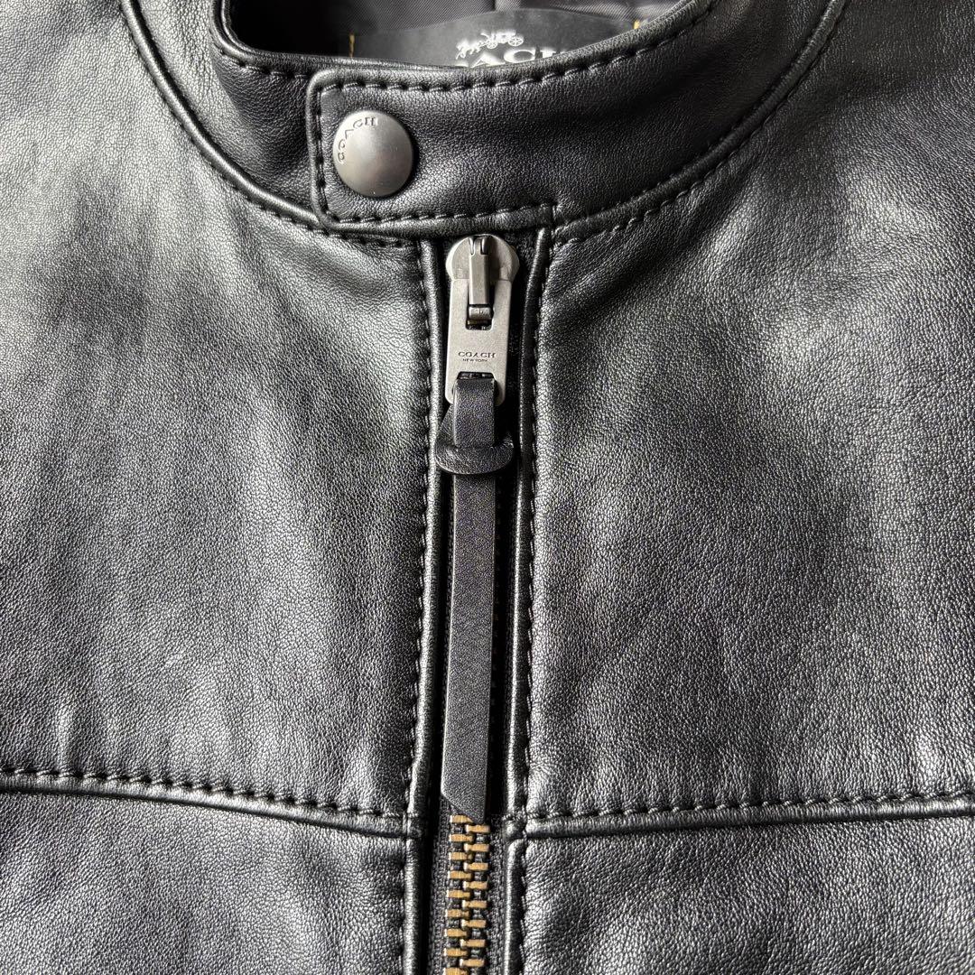 【メーカー直売】 COACH コーチ F33779 ブラック シングル ライダースジャケット ジャケット・アウター