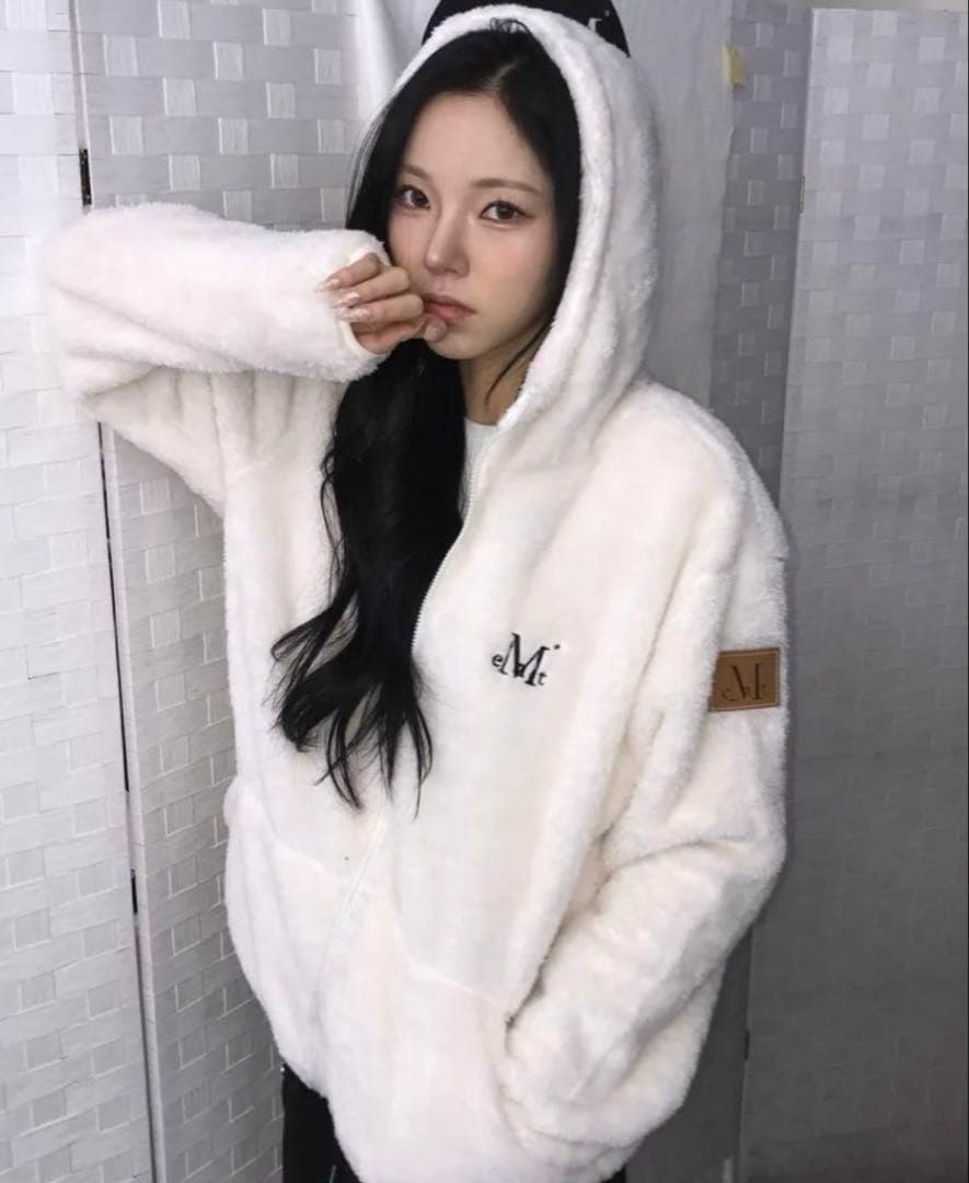 MUSENT 韓国 y2k フリースジャケット ジャンパーアウターホワイト