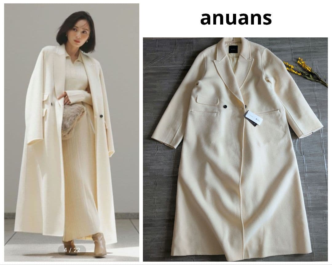 anuans リバーロングダブルポケットチェスターコート