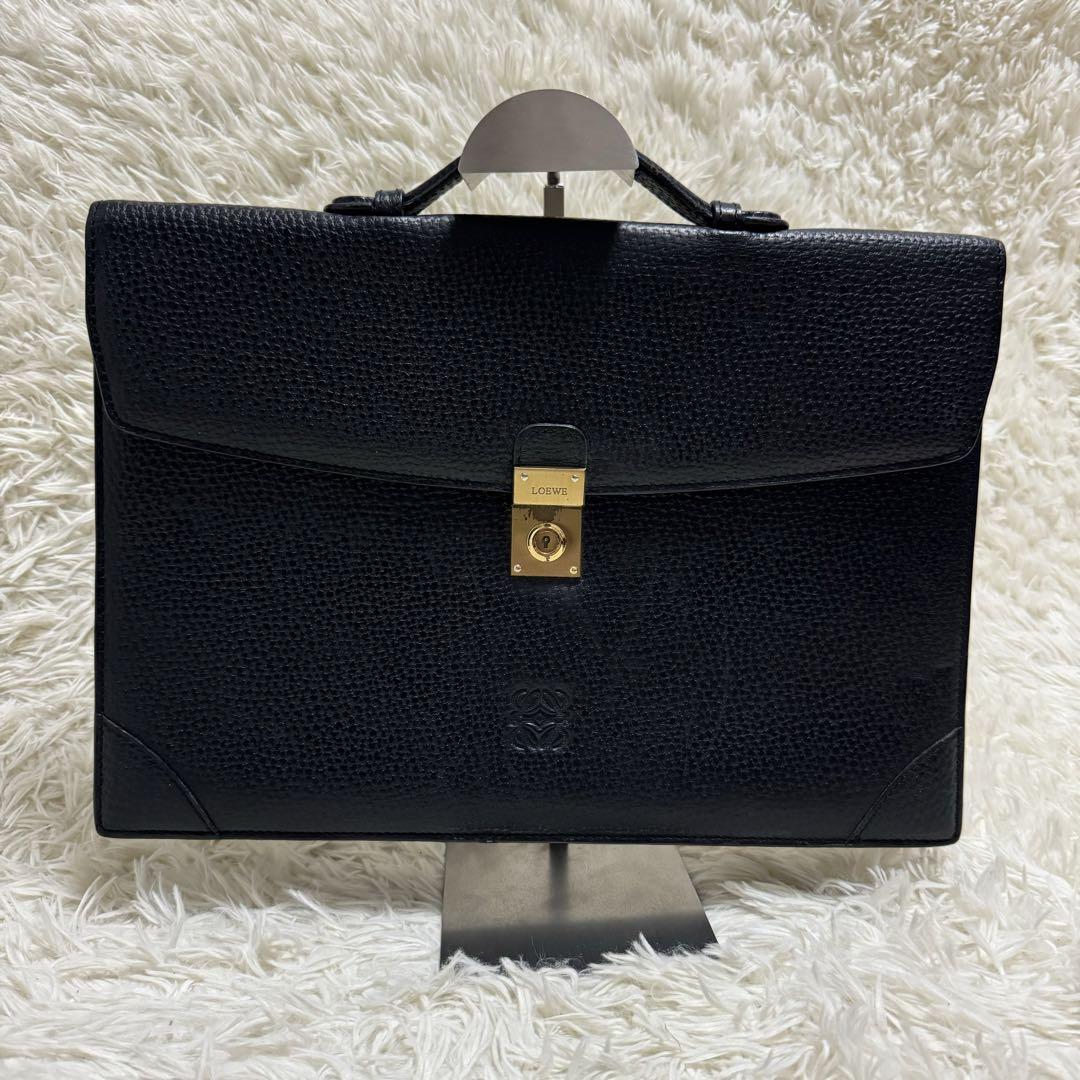 LOEWE✨ビジネスバッグ　アナグラム　レザー　ブラック　A4可