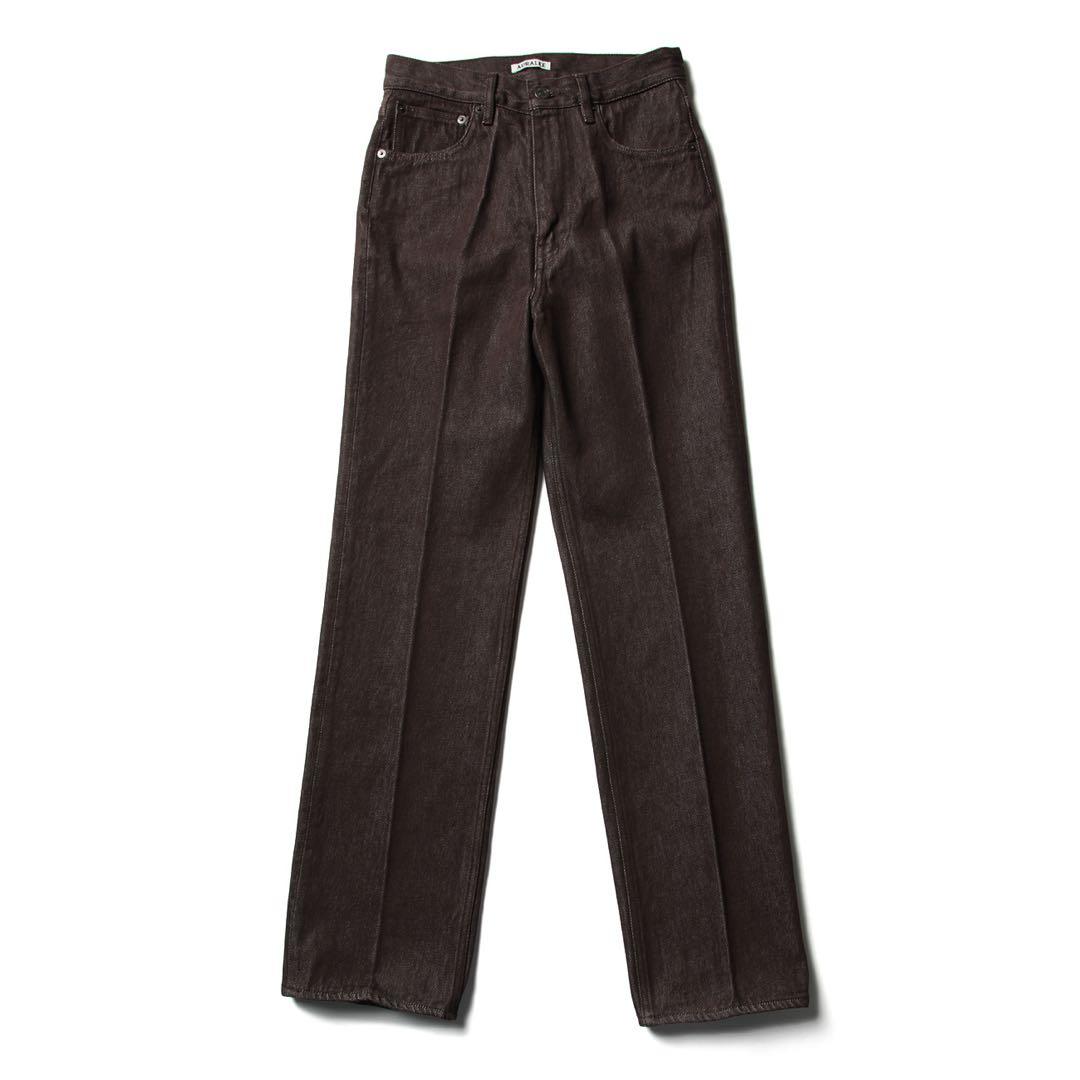 AURALEE HARD TWIST DENIM 5P PANTS BROWN