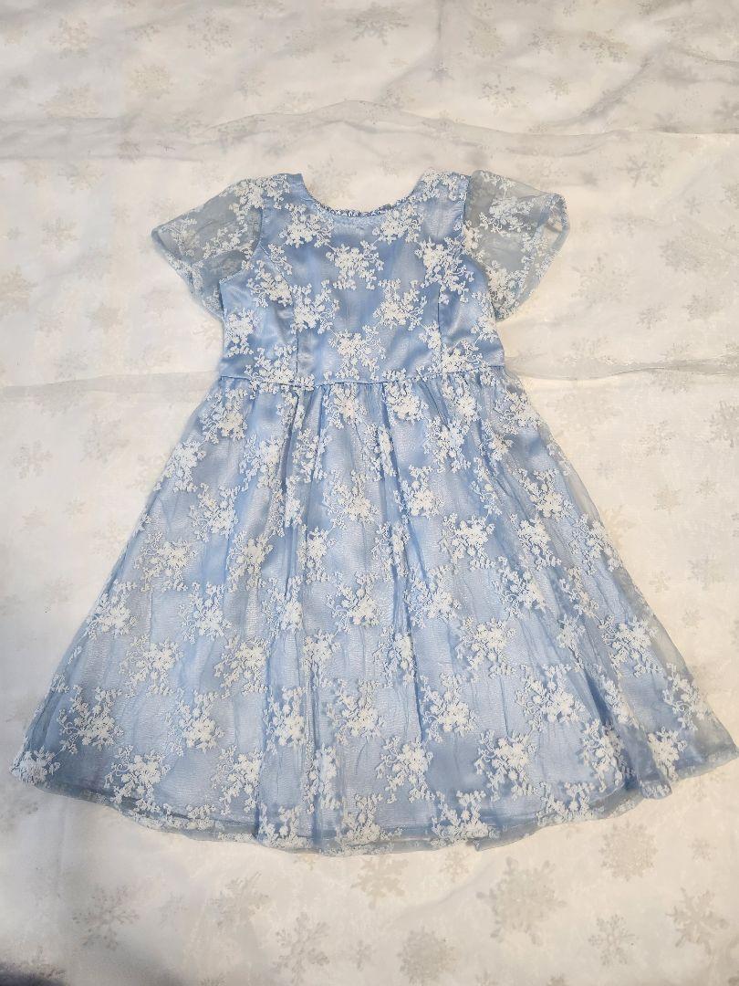 水色 花柄レース ワンピース 120cm【卒園、入学、発表会】
