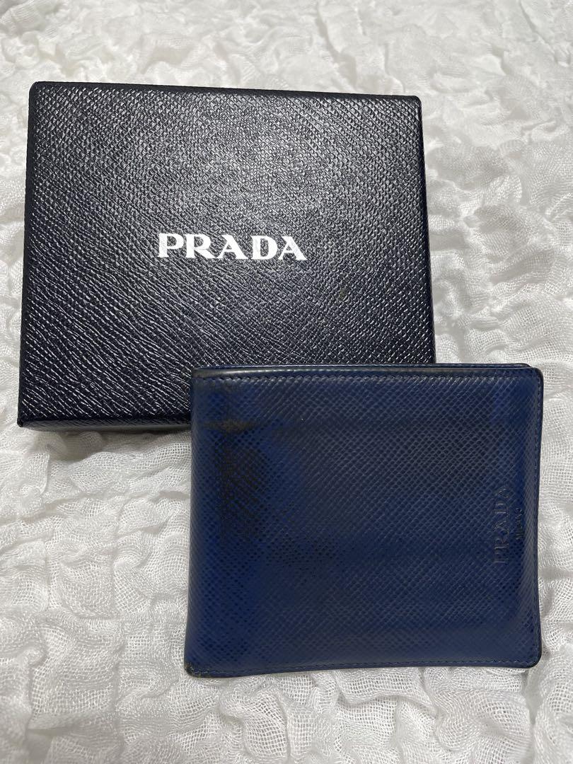 【即発送可能】 PRADA ネイビー メルカリ - 箱付き 二つ折り財布 小物