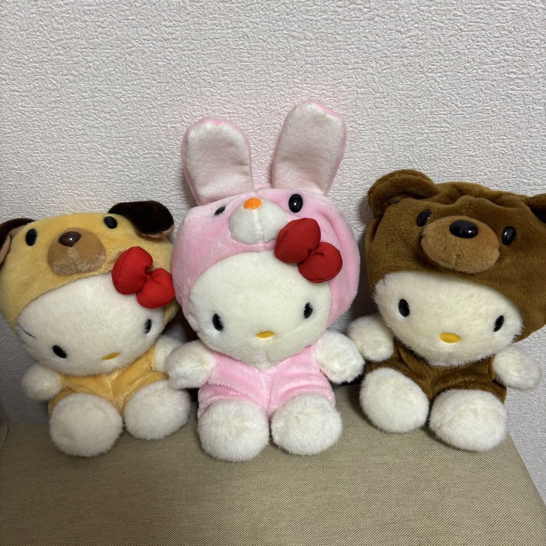 1998年製　ハローキティ　ぬいぐるみ　セット　動物コスチューム　着ぐるみ 1998年製 ハローキティ ぬいぐるみ セット 動物コスチューム