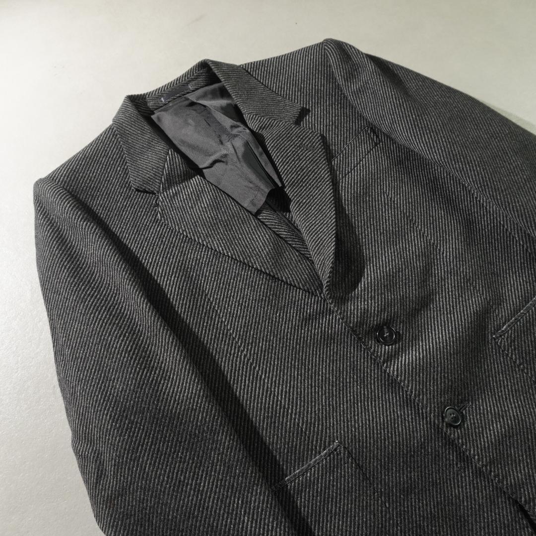 LANVIN COLLECTION テーラードジャケット　ダークグレー　2XL LANVIN ウールテーラードジャケット スラッシュ柄 グレー/TW6
