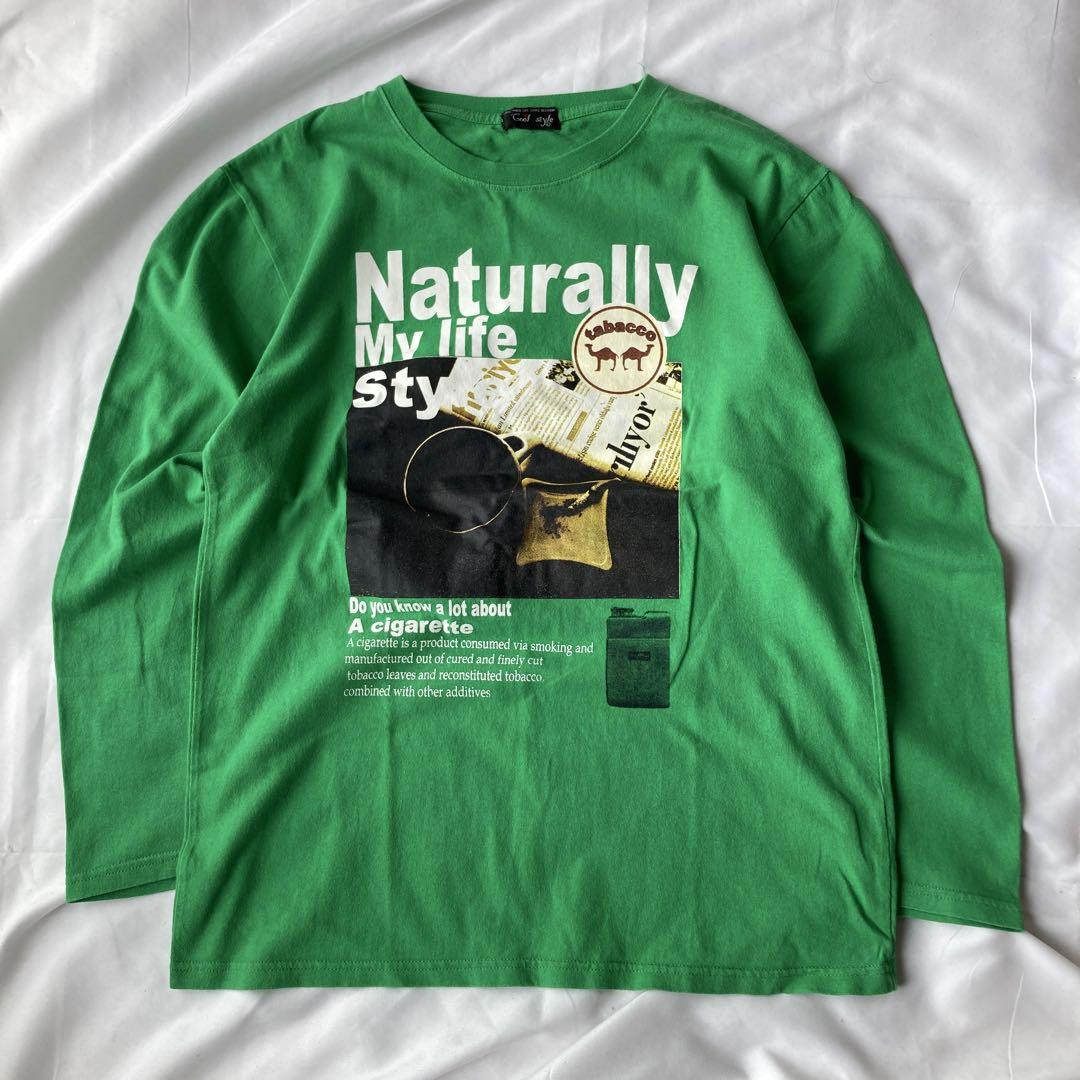 90s vintage レトロ 葉巻 カットソー グリーン 長袖 希少 古着 L