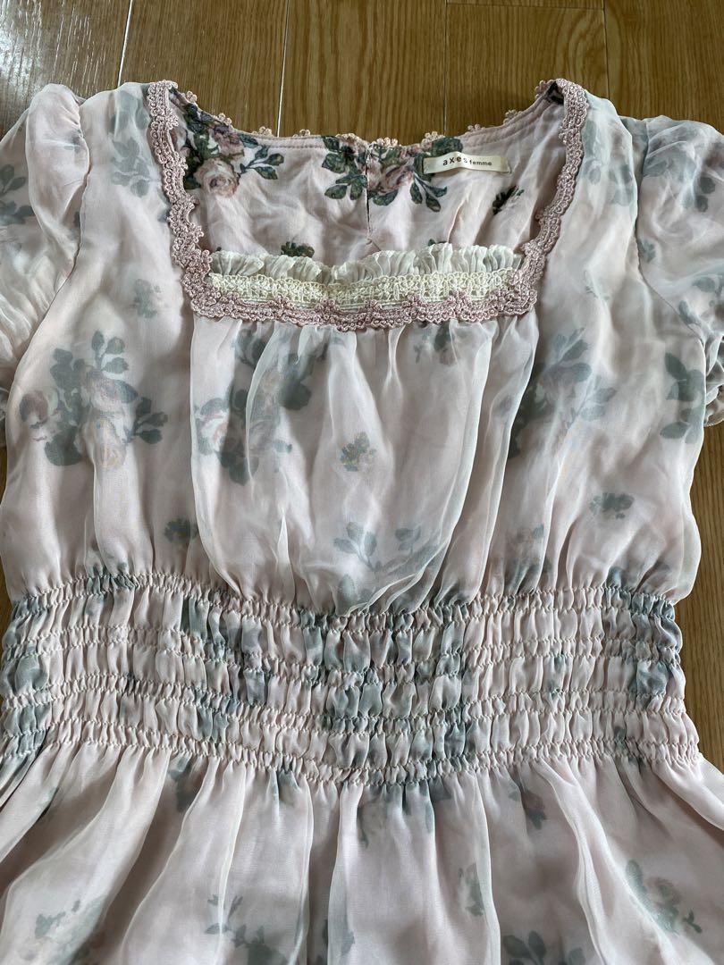axes femme 花柄シフォンワンピース ピンク M axes femme 花柄シフォンワンピース ピンク M - メルカリ