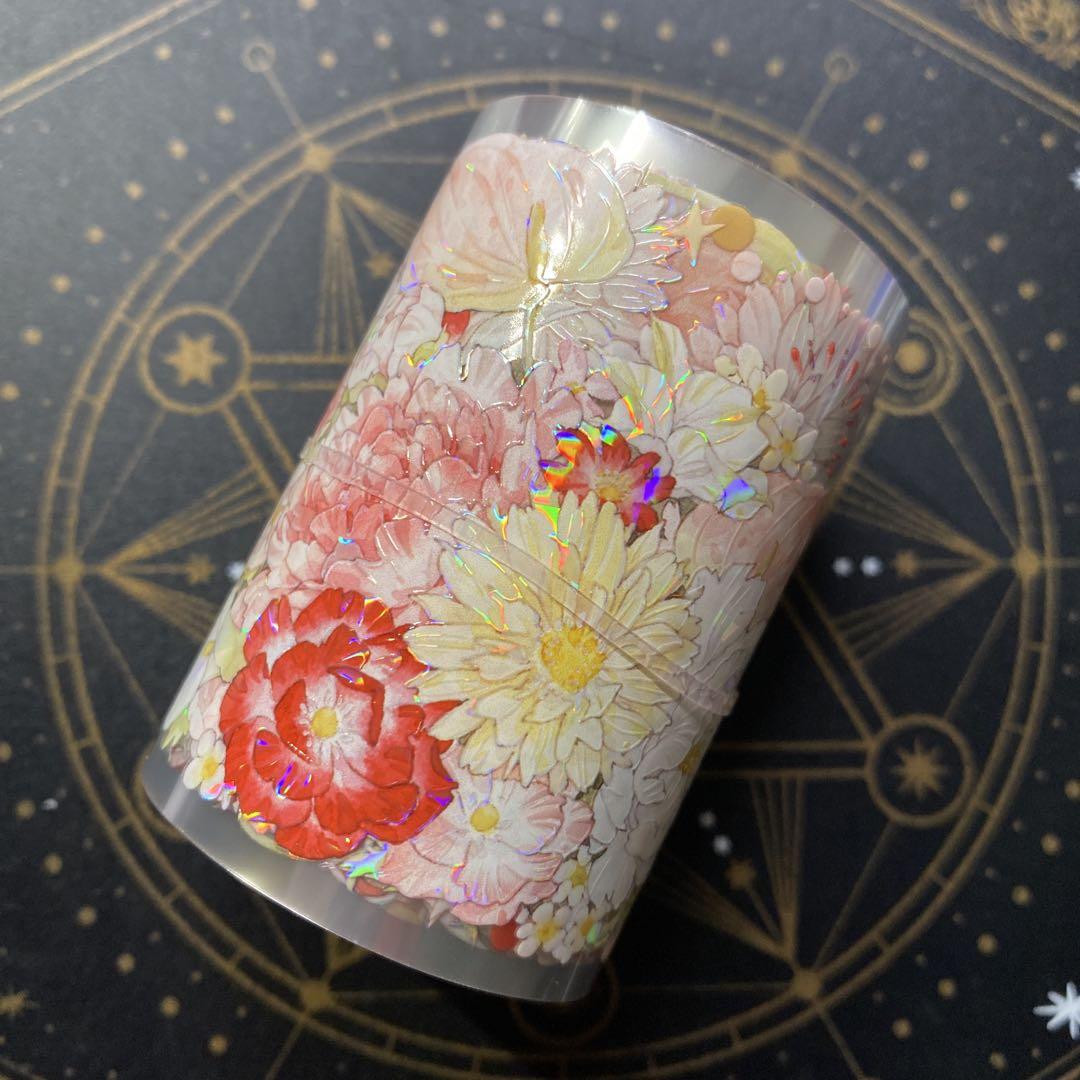 【7614】海外　マステ　中古巻　貝殻光マスキングテープ　花束