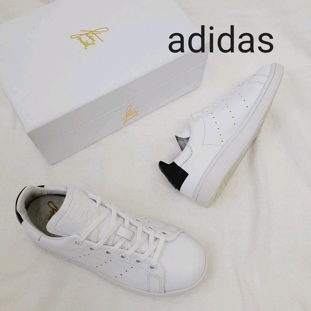 49 割引ホワイト系 23cm人気が高い 美品 Recon スタンスミス Adidas 23cm 白 黒 レザー シューズ スニーカー レディース ホワイト系23cm Aci Md