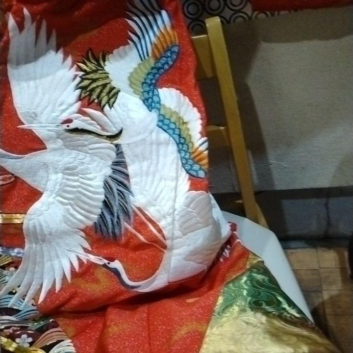 鶴と花柄
