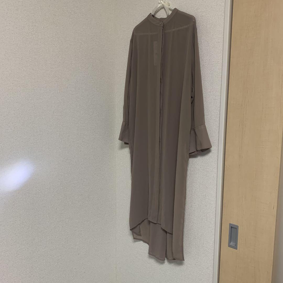 ZARA 未使用 タグ 付き ブラウン 長袖 シャツ ワンピース S サイズ
