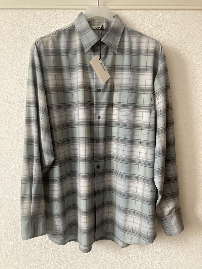 AURALEE SUPER LIGHT WOOL CHECK SHIRT 4