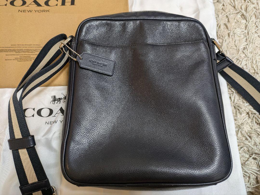 COACH ショルダーバッグ 紺 レザー
