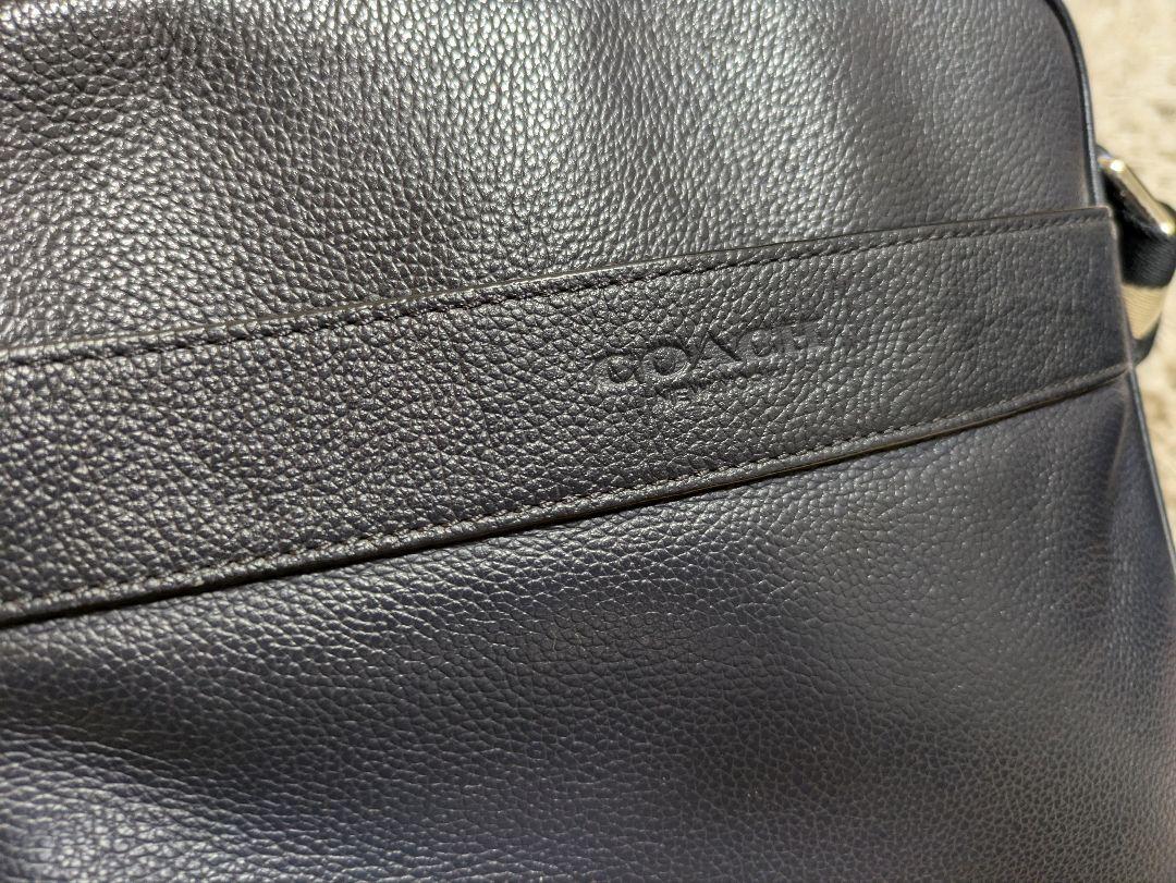 COACH ショルダーバッグ 紺 レザー