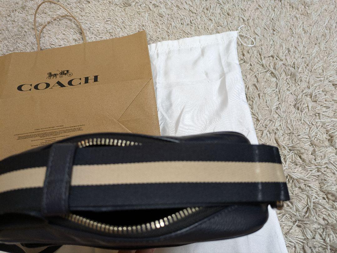 COACH ショルダーバッグ 紺 レザー