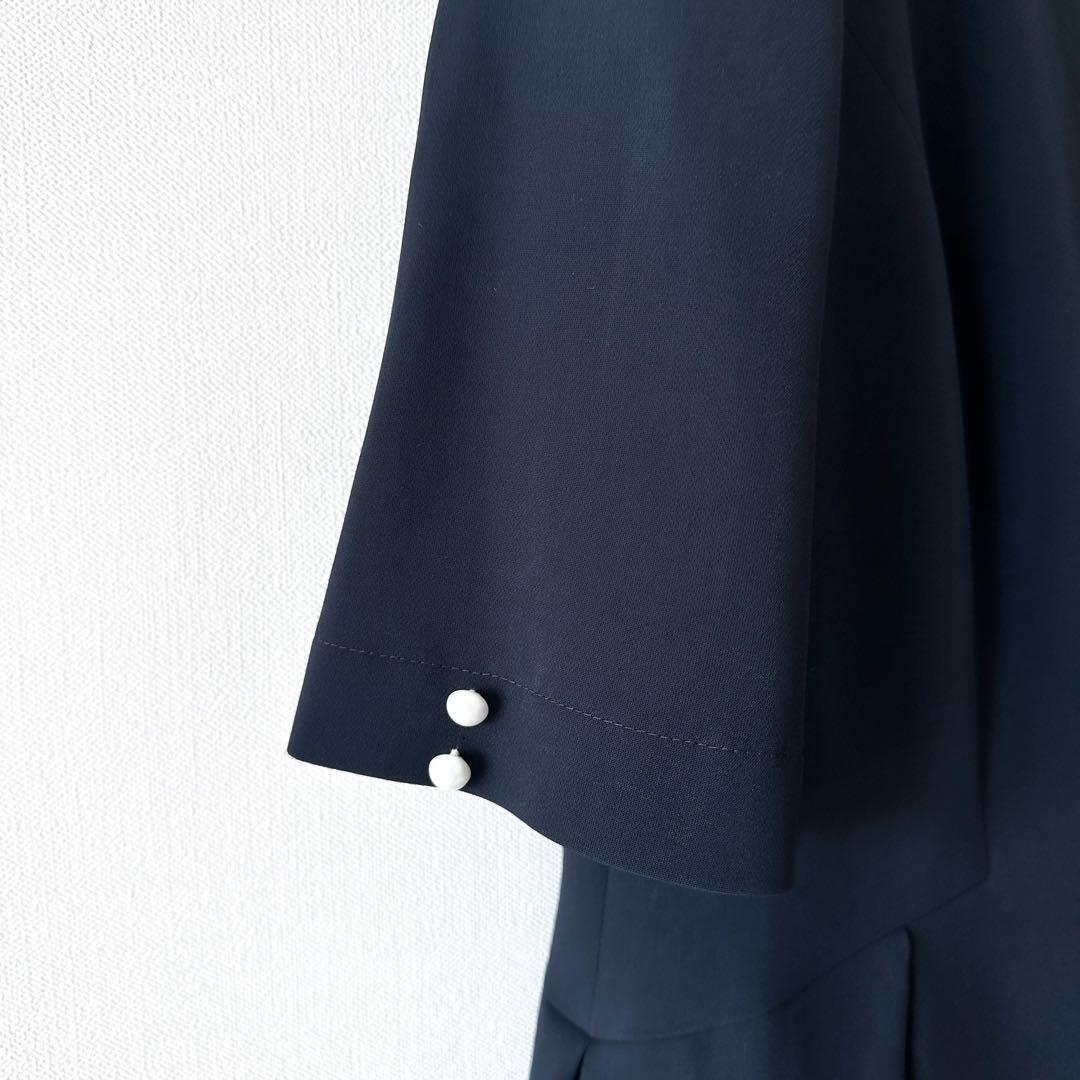 美品】Rene ルネ / パール袖フレアワンピース ネイビー 38