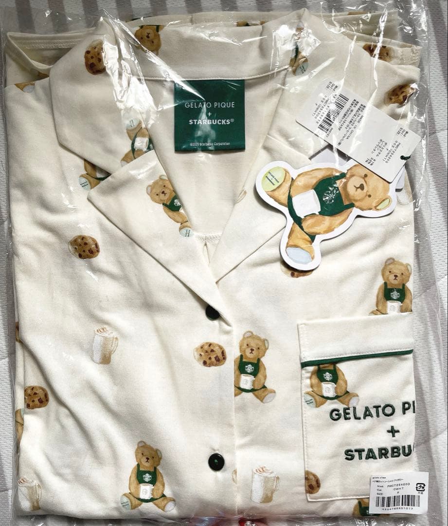 スターバックス gelato pique ベア柄 カットソーシャツ アイボリーFREE SIZE・Starbucks