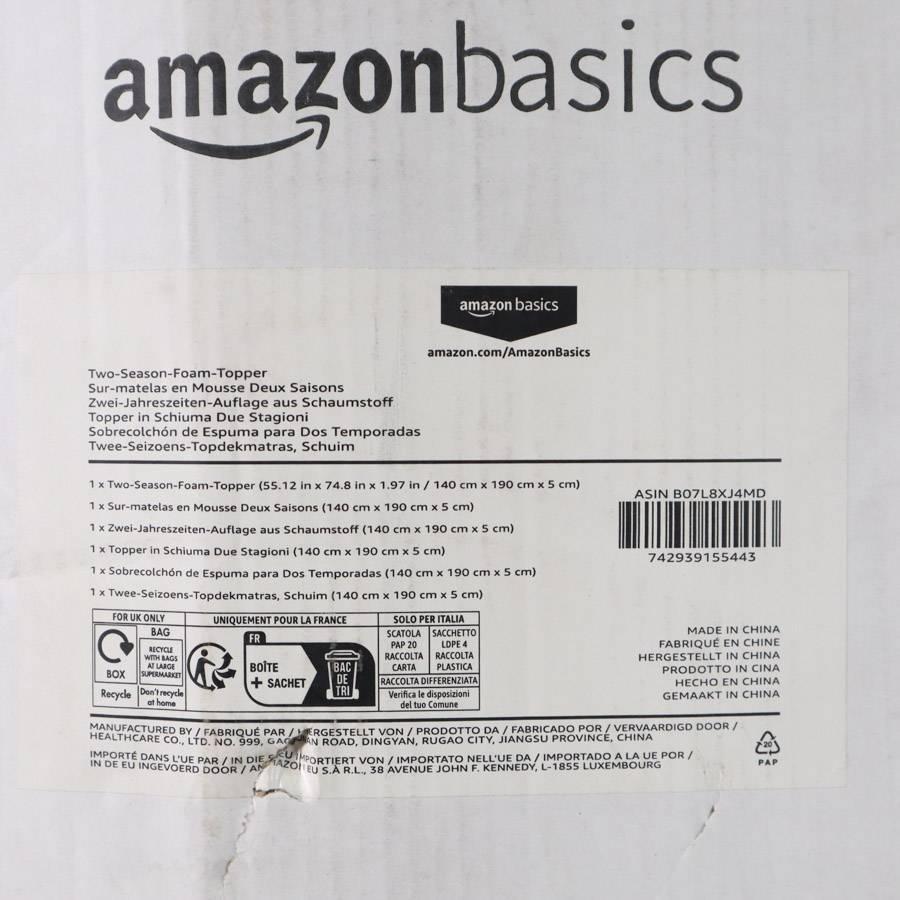 新品 アマゾンベーシック ダブル用 2シーズンフォームトッパー マットレス上