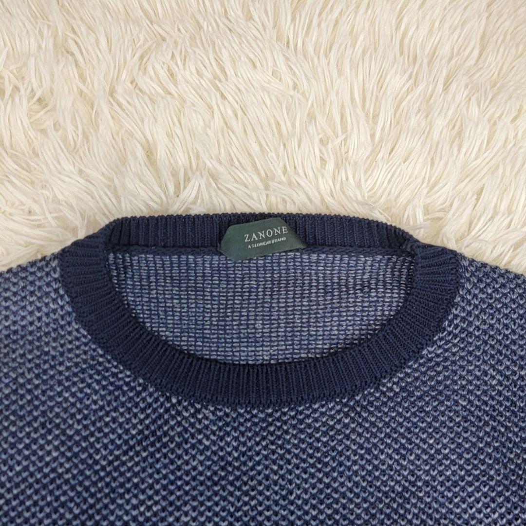極美品 ZANONE ザノーネ クルーネック ニット サマーニット リネン混 L 極美品 ZANONE ザノーネ クルーネック ニット サマーニット