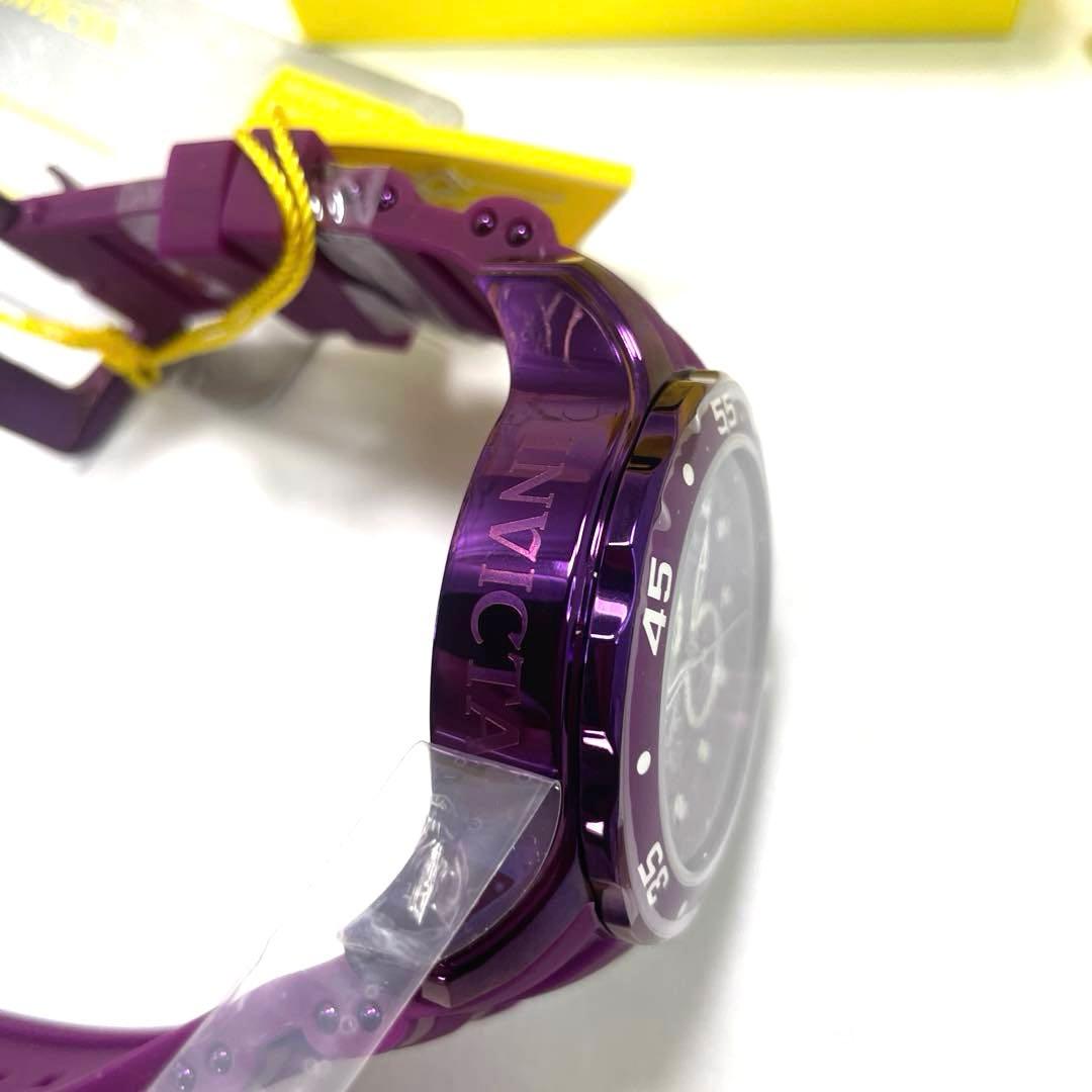 【新品】インビクタ/腕時計/ダイバー/防水100m/クロノグラフ/スモセコ/紫