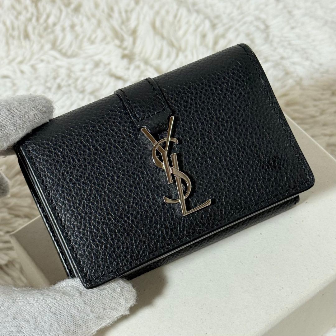 YSL イヴ・サンローラン 三つ折り財布 オリガミタイニーウォレット SAINT LAURENT サンローラン 三つ折り財布 YSLライン オリガミ