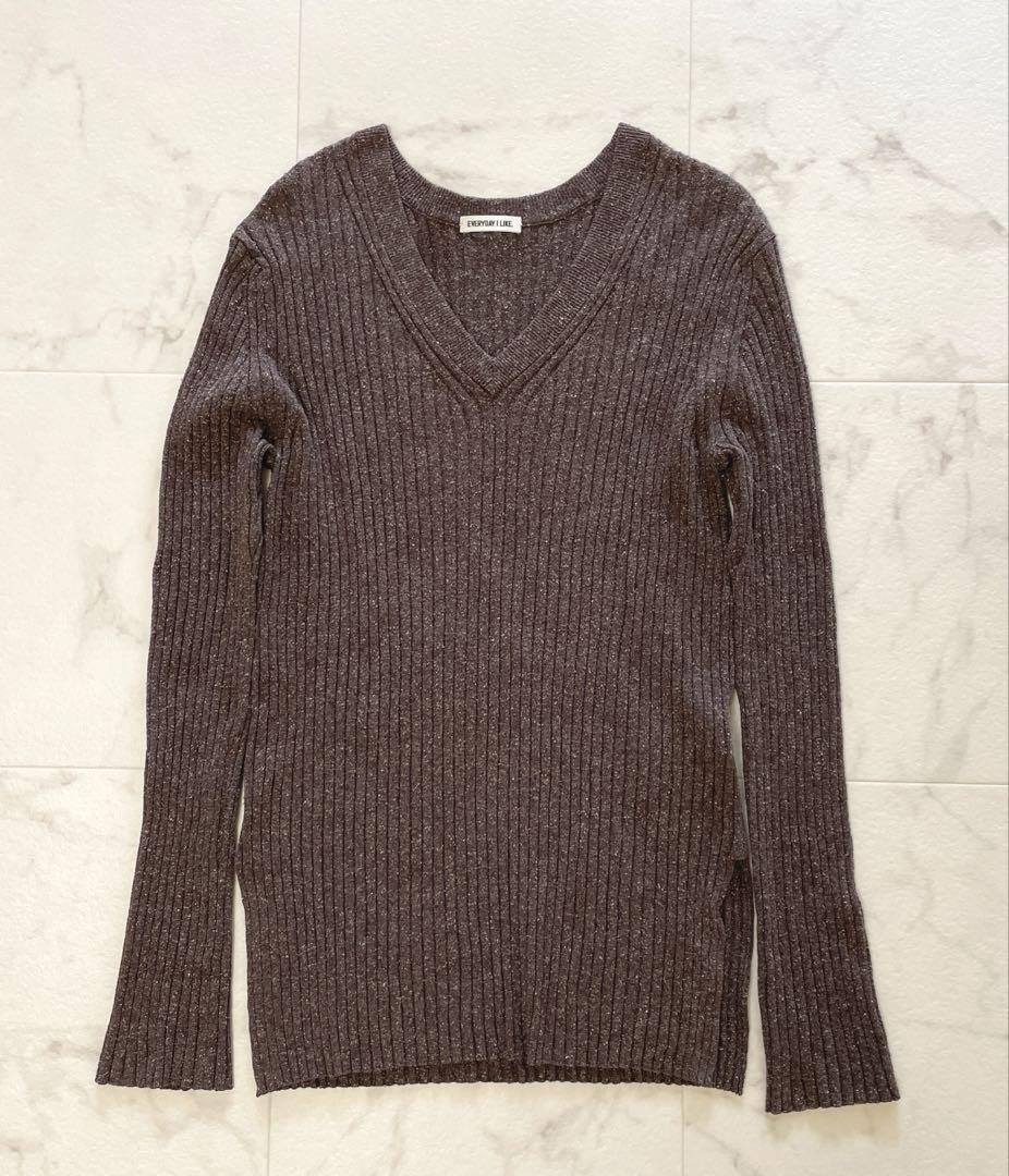 【美品】 ドゥーズィエムクラス シルクネップ Vネック プルオーバー ブラウン 美品】 ドゥーズィエムクラス シルクネップ Vネック プル