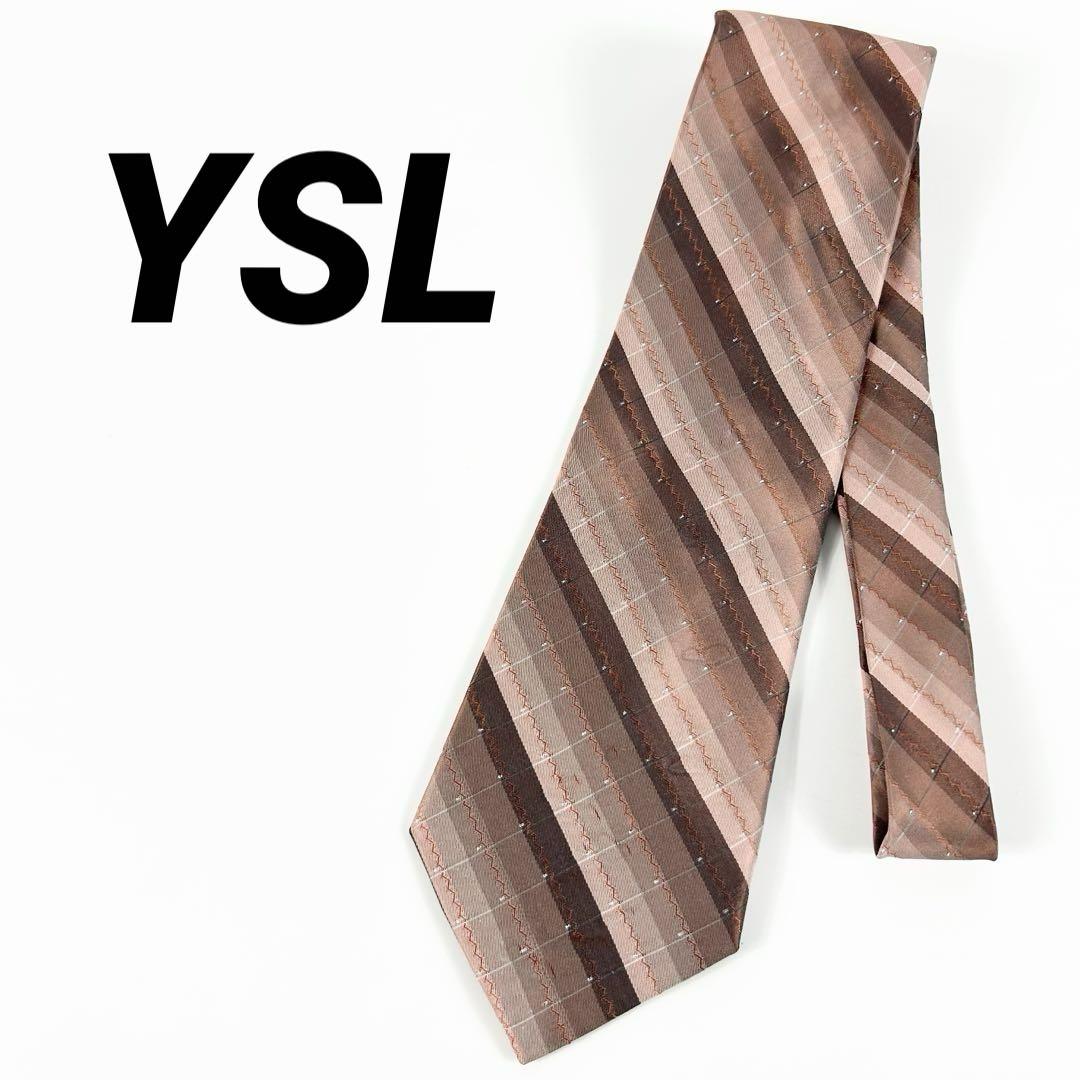 【良品】YSL ストライプ ネクタイ ビンテージ ビジネス カジュアル 古着