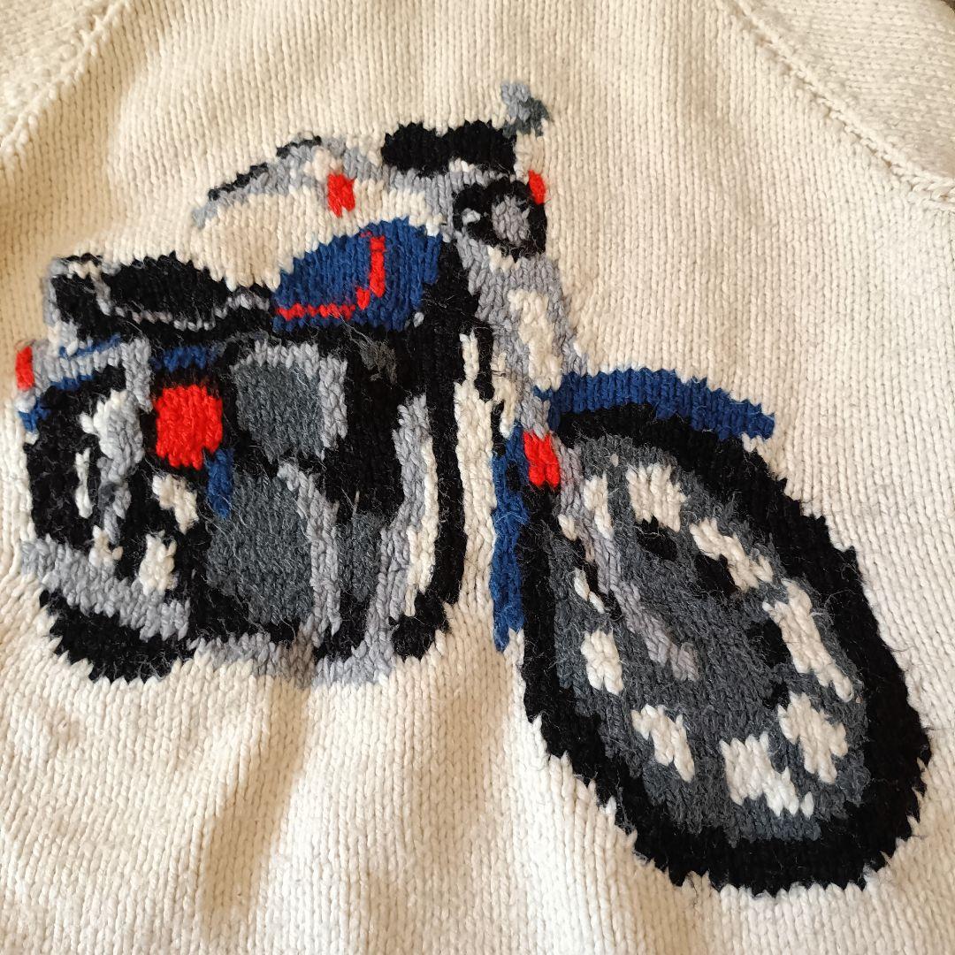70s モーターサイクル バイク カウチンニット ジップカーディガン