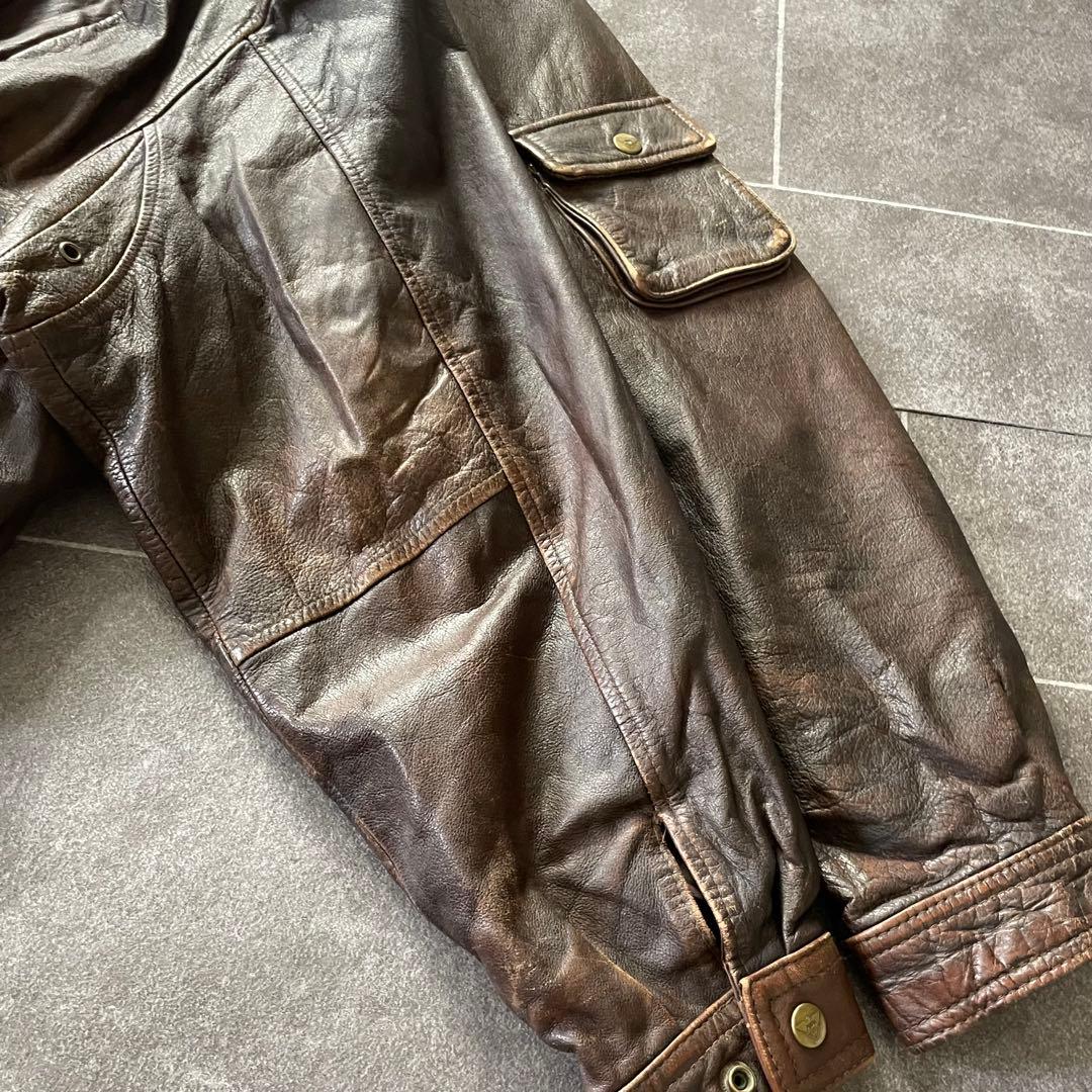 vintage 90's 本革 レザーフライトジャケット ブラウン M