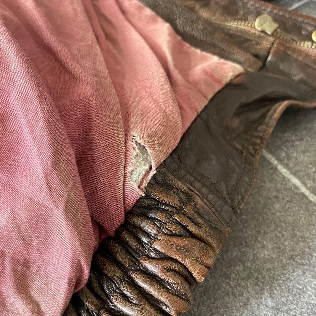 vintage 90's 本革 レザーフライトジャケット ブラウン M