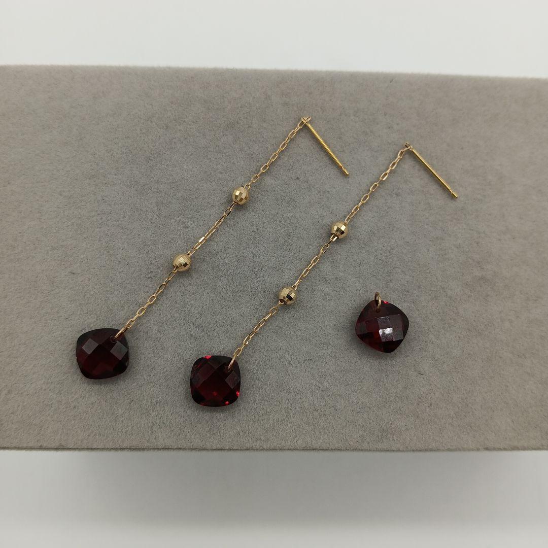 2-2623 K18 ガーネット ピアス ペンダントトップ