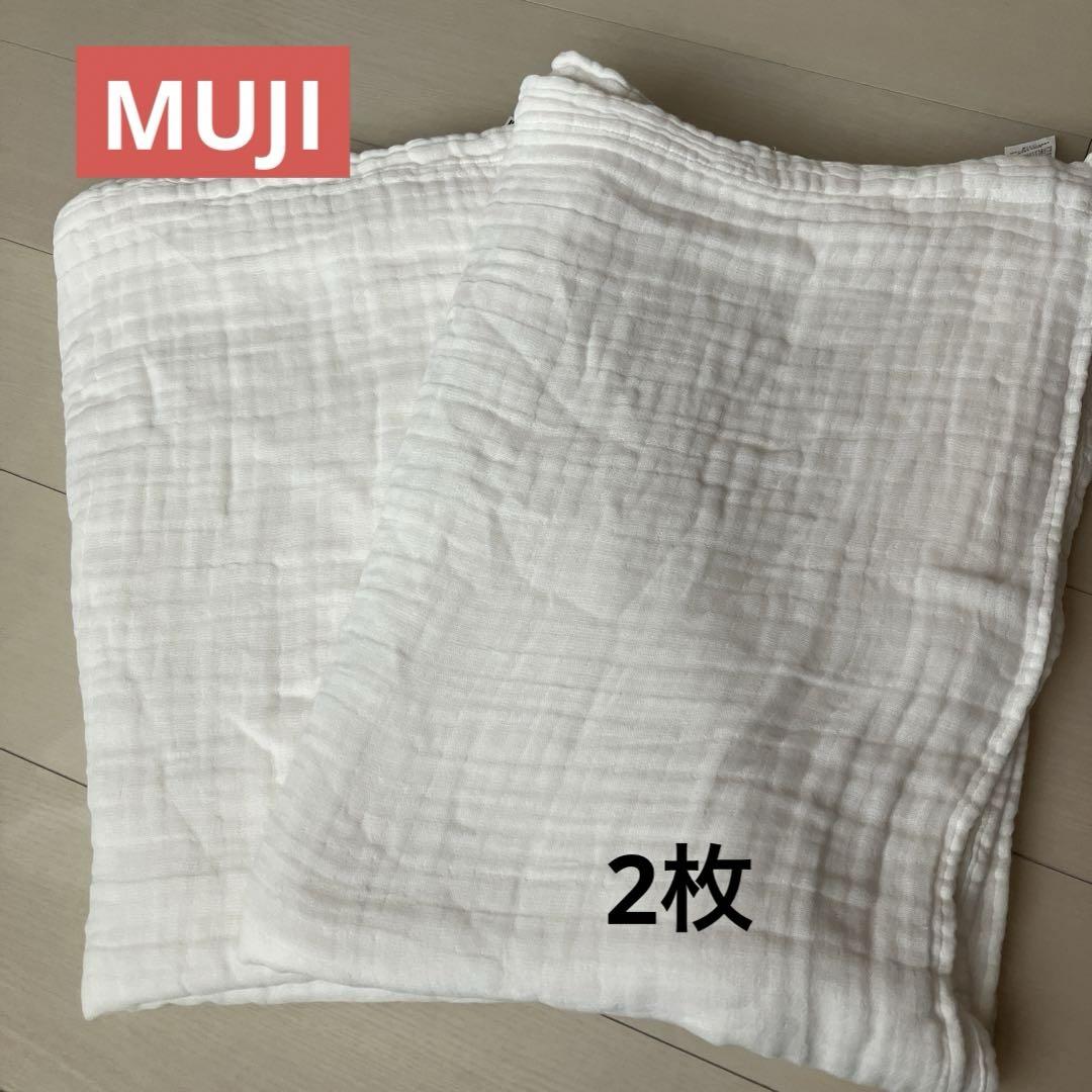 無印MUJIオーガニックコットン三重ガーゼケットＳ／オフ白　２枚セット
