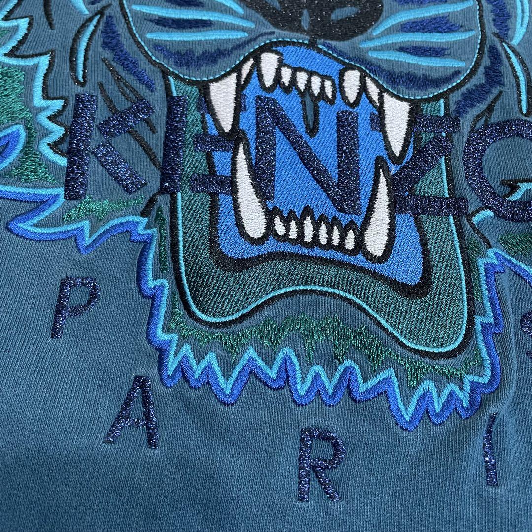 サイズM KENZO タイガー刺繍 長袖スウェット ブルー