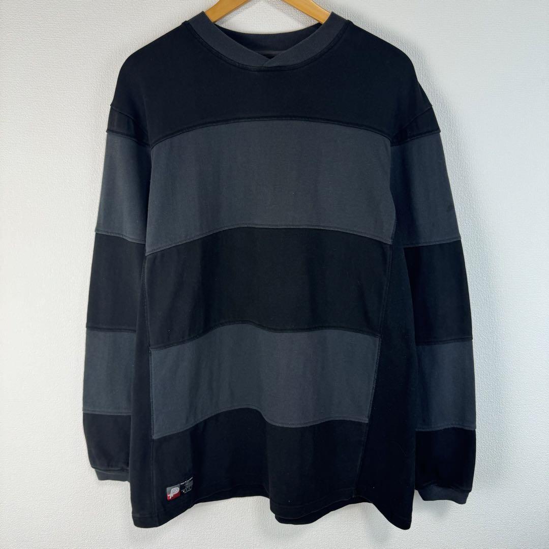 90s vintage ボーダー　スウェット　トレーナー　古着　ゆるダボ