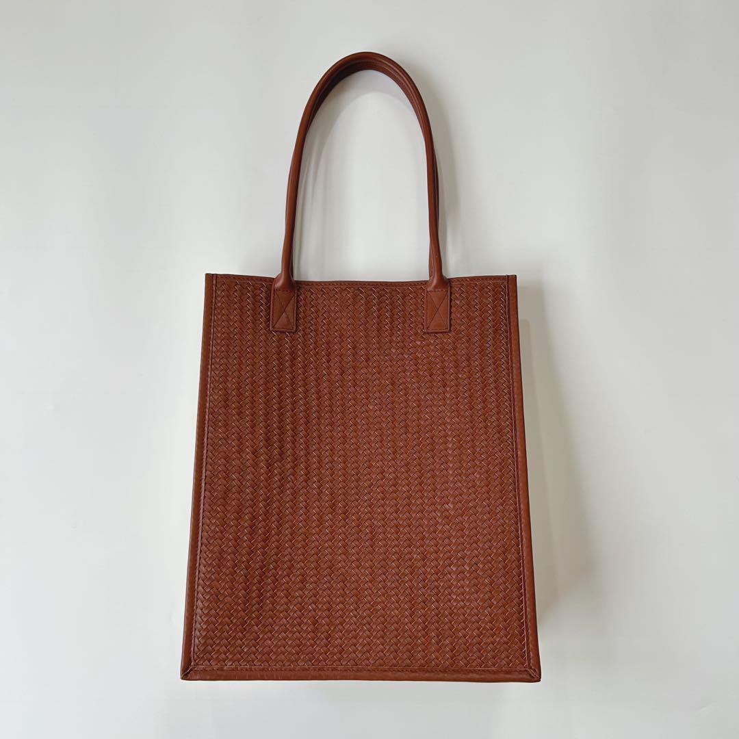 美品 SHIPS シップス メッシュレザーコンビトート バッグ メンズ