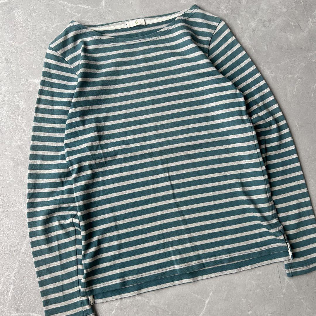 00s unknown ボーダー ロンt cityboy y2k 古着 グリーン