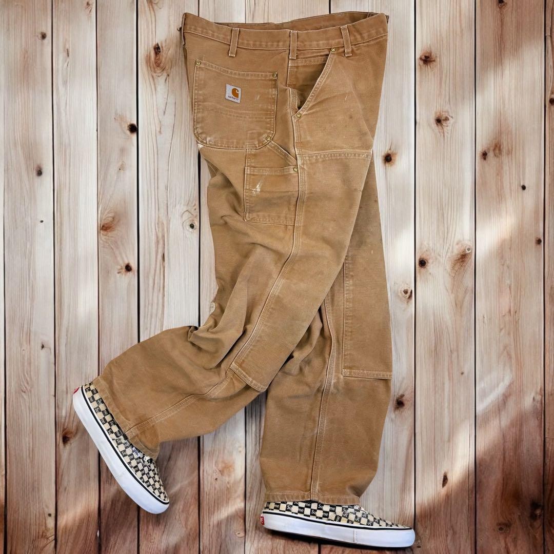 【即発送】Carhartt カーハート ペインターパンツ ブラウン W34 USA製 carharttカーハート ダブルニー ダック地 ペインター