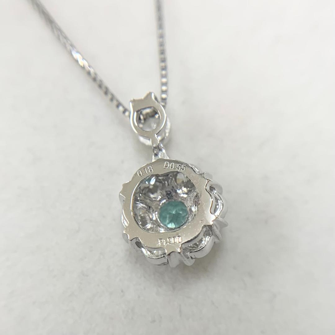 新品 パライバトルマリン ダイヤモンド ネックレス 0.18ct Pt
