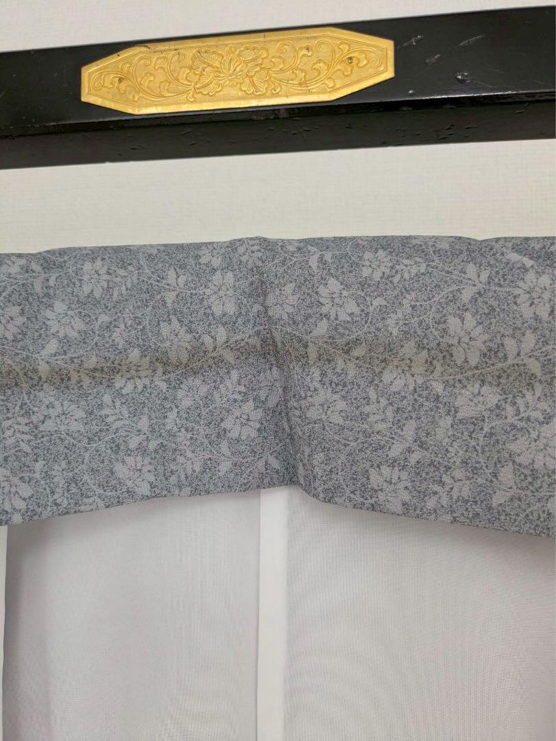 洗える着物 唐草模様 グレー 裄66 素敵なデザイン 小紋 化繊 T