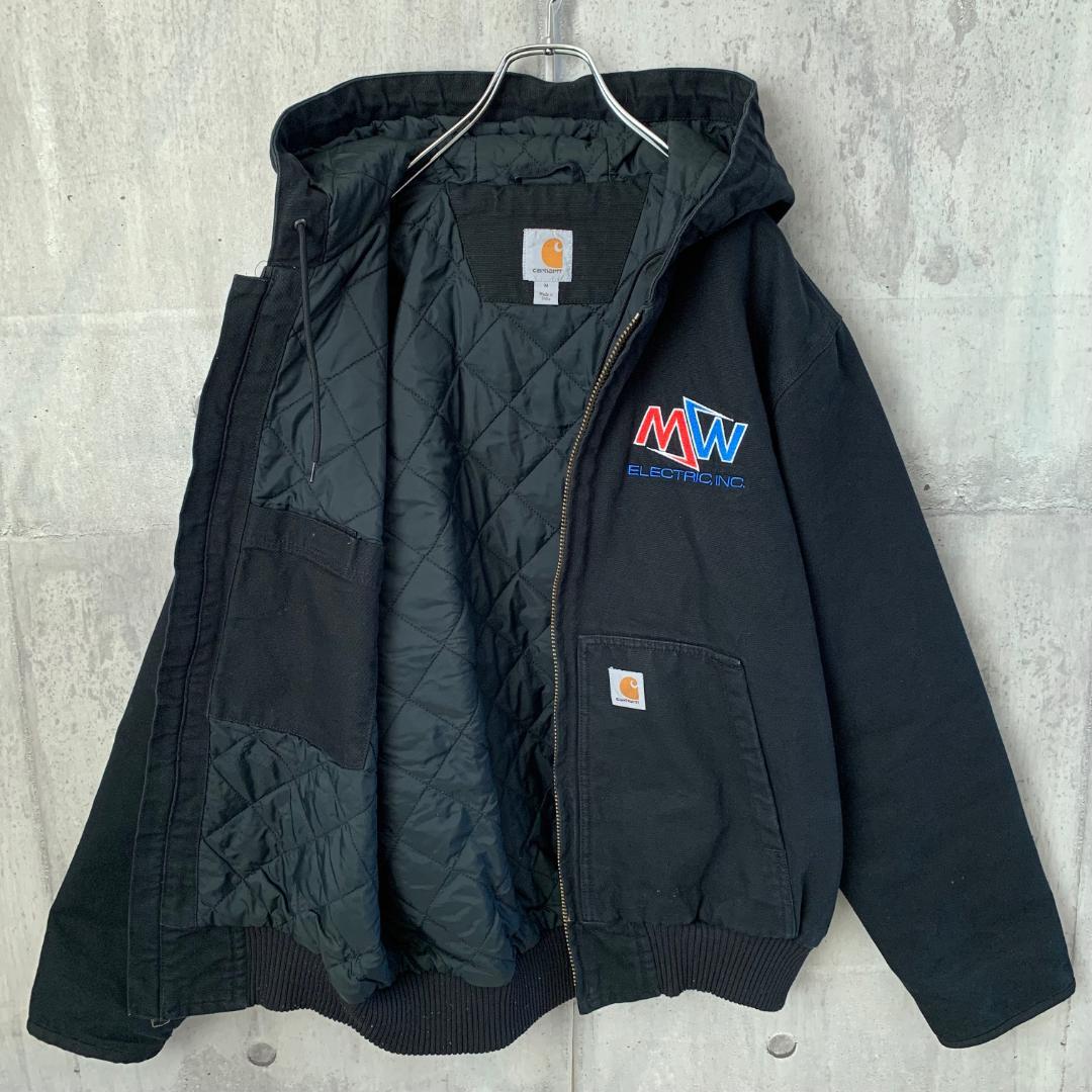 439【希少企業ロゴ】カーハート★ロゴタグ アクティブジャケット ブラック　M 439【希少企業ロゴ】カーハート☆ロゴタグ アクティブジャケット