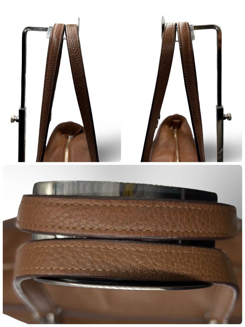 【良品】コーチ トートバッグ チェーン PVC レザー 馬車金具 肩掛け 茶色 【良品】コーチ トートバッグ チェーン PVC レザー 馬車金具 肩掛け 茶色