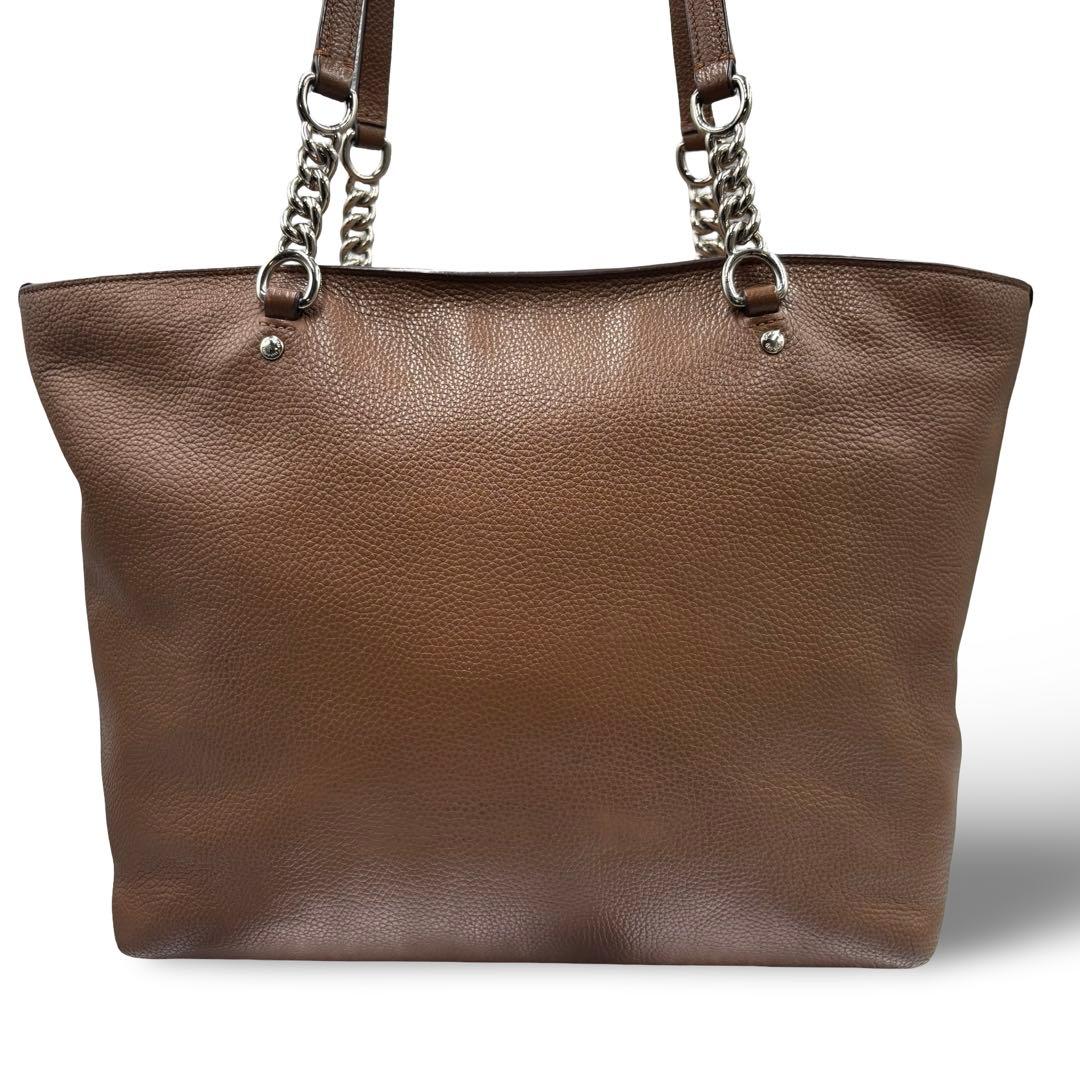 【良品】コーチ トートバッグ チェーン PVC レザー 馬車金具 肩掛け 茶色 【良品】コーチ トートバッグ チェーン PVC レザー 馬車金具 肩掛け 茶色